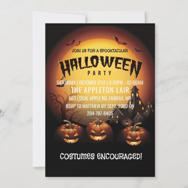 Jack O Lanterns Dark House Halloween Party Invitation (Front)