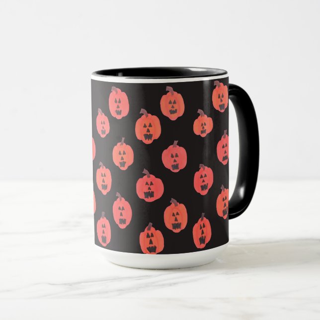 Jack-o-Lanterns on Black Mug (Front Right)