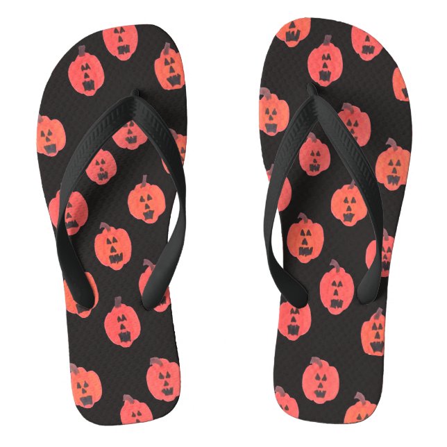 Jack-o-Lanterns on Black  Thongs (Footbed)