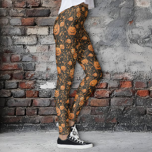 Jack-o-Lanterns on the Vine Halloween Leggings
