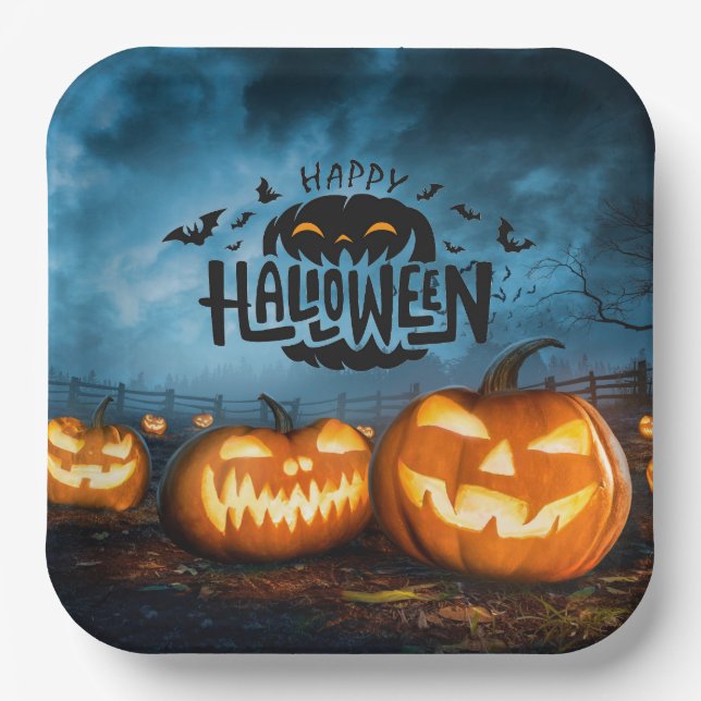 Jack-O-Lanterns Paper Plate (Front)