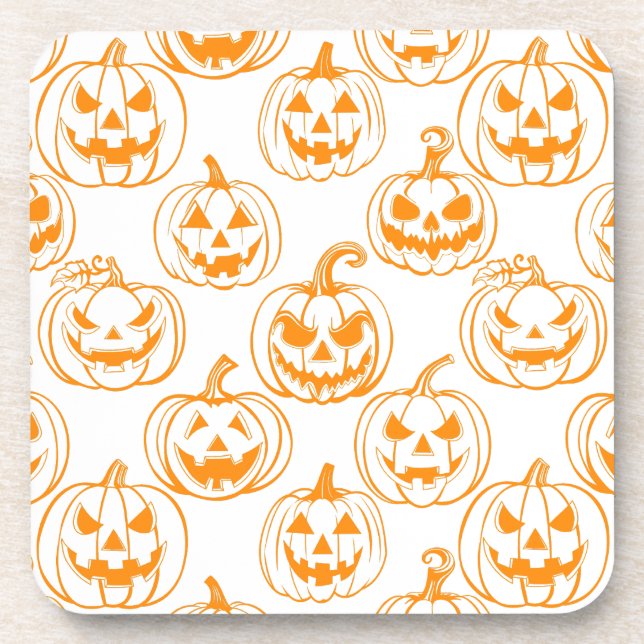 Jack-o-lanterns Pattern.Orange Coaster (Front)