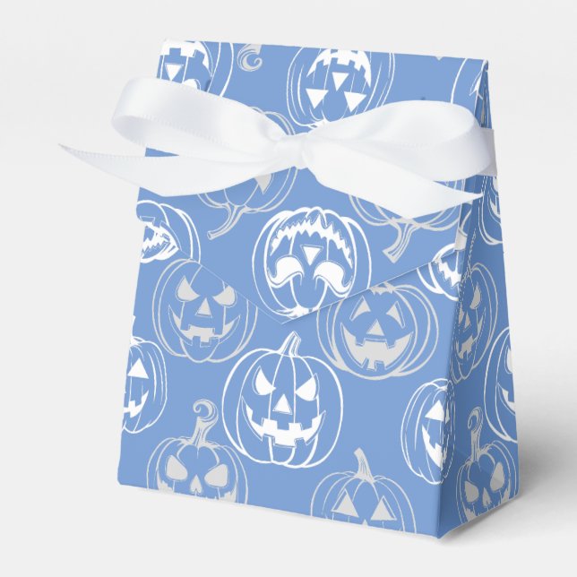 Jack-o-lanterns Pattern.White L blue BG Favour Box (Front Side)