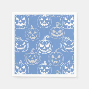 Jack-o-lanterns Pattern.White L blue BG Napkin