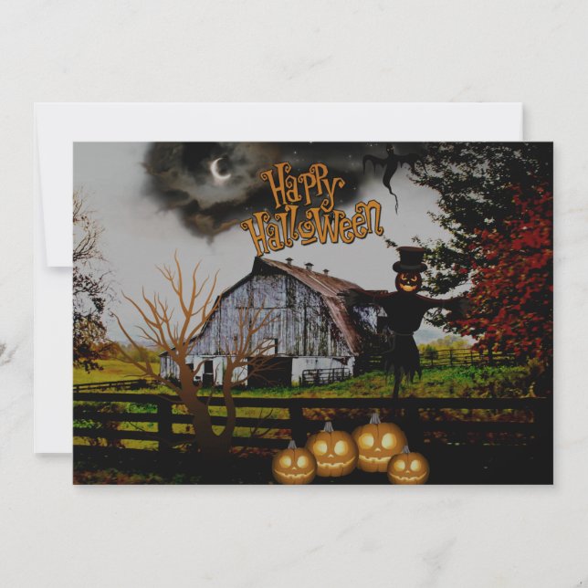 *~* Jack-o-Lanterns - Scarecrow  HALLOWEEN CARD (Front)