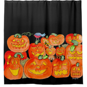 Jack-O-Lanterns with Animals Shower Curtain