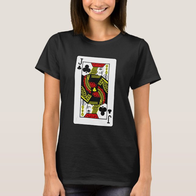 Jack Of Clubs Poker Card Games Playing Cards Black T-Shirt (Front)