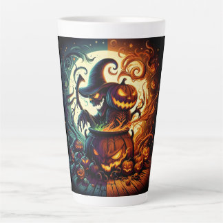 Jack-o'lantern and Witch Skeleton Latte Mug