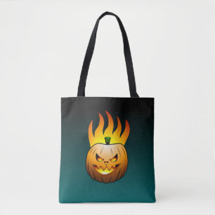 Jack O'lantern burns brightly on Halloween night Tote Bag