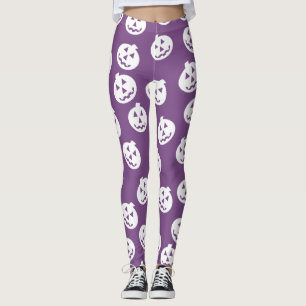 Jack O'Lantern Confetti Leggings White/Purple