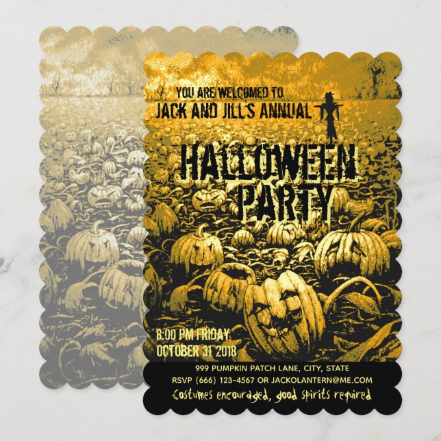 Jack O'Lantern Graveyard Invitation (Front/Back)