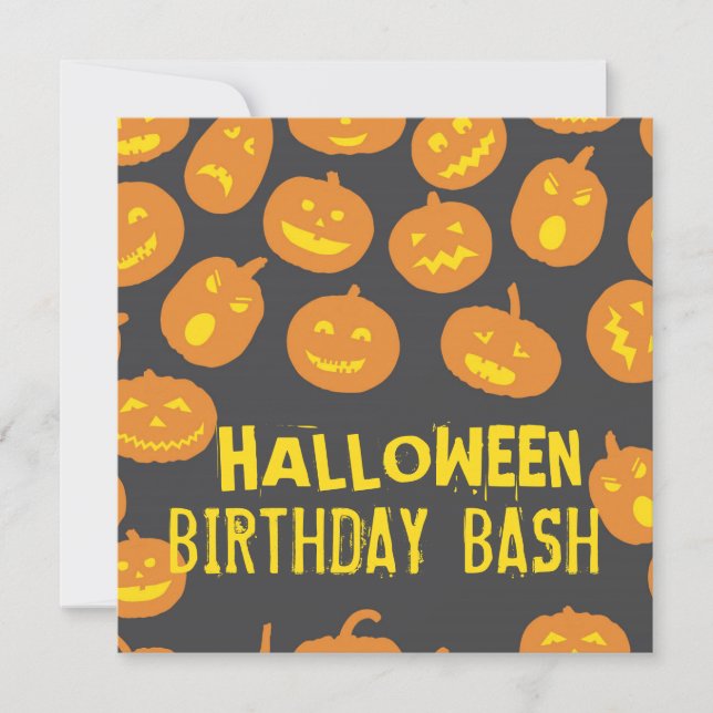 Jack O'Lantern Halloween Birthday Party Invitation (Front)