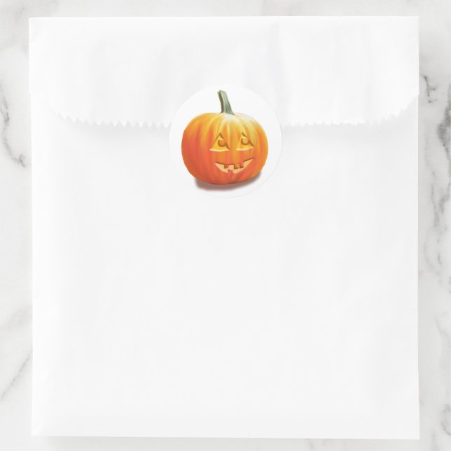 Jack O'Lantern Halloween Classic Round Sticker (Bag)