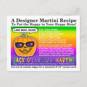 Jack O'Lantern Halloween Cocktail Recipe Postcard
