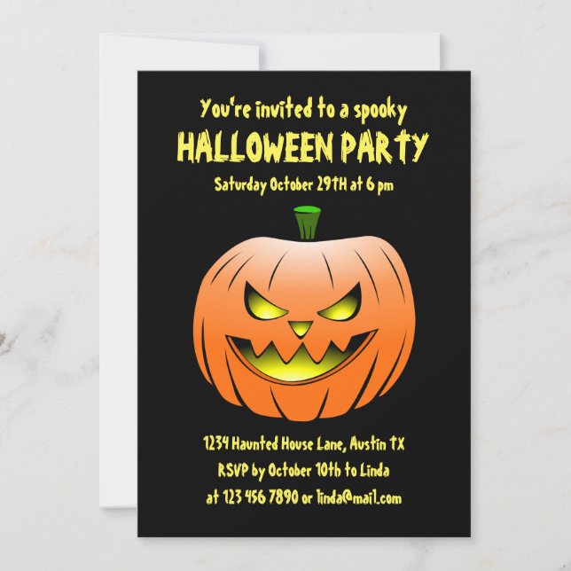 Jack O'lantern Halloween Party Invitation (Front)