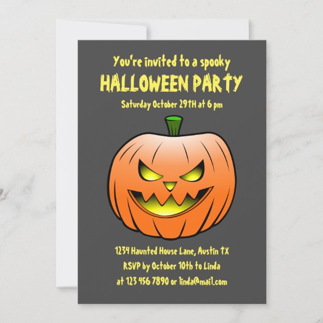 Jack O'lantern Halloween Party Invitation (Front)