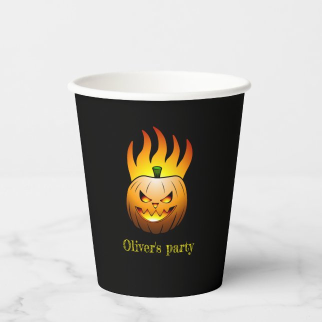 Jack O'lantern in flames Paper Cups (Front)