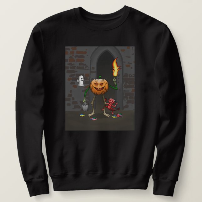 Jack O'lantern is trick or treating Sweatshirt (Design Front)