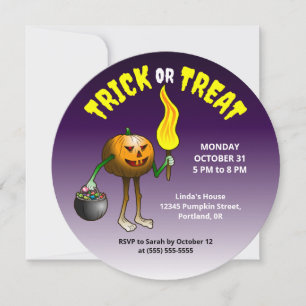 Jack O'lantern out to trick or treat Invitation