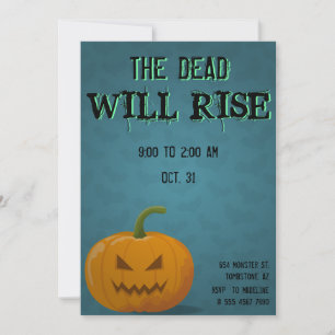 Jack O'Lantern Party Halloween Bats Pumpkin Dead Invitation
