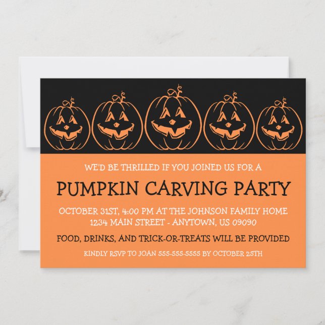 Jack O'Lantern Silhouette Halloween Invitations (Front)