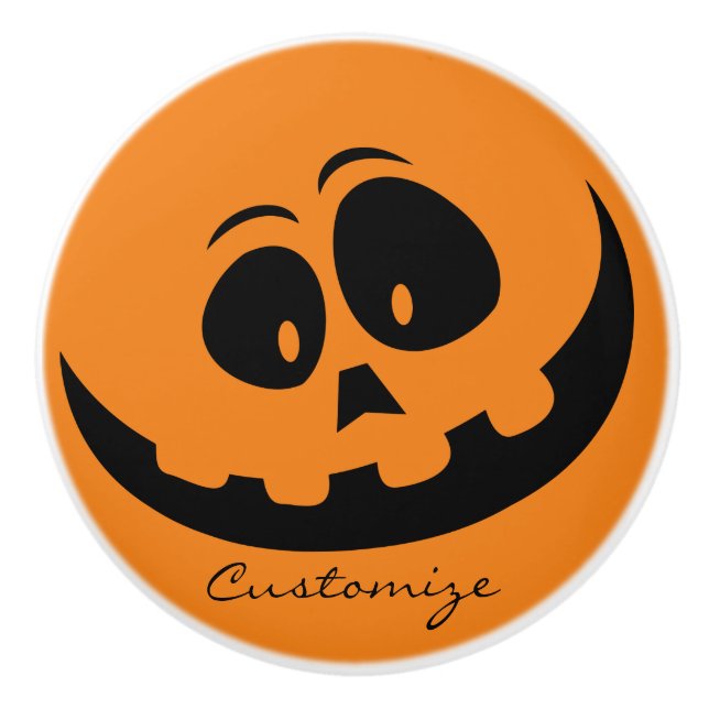 Jack O'lantern Smile Thunder_Cove Ceramic Knob (Front)