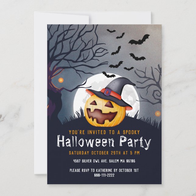 Jack O'Lantern Spooky Kids Halloween Party Invitation (Front)