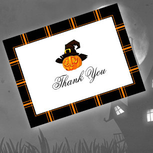 Jack O'Lantern Thank You Halloween Black/Orange Postcard
