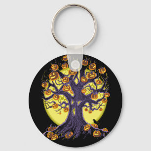 Jack O'Lantern Tree Key Ring
