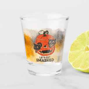 Jack O'Lantern with Black Cats - Let's Get Smashed Shot Glass