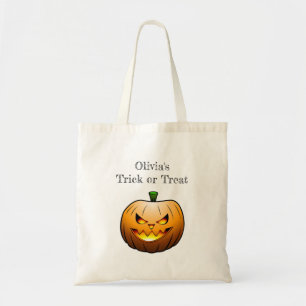 Jack O'lantern with lit flame Tote Bag