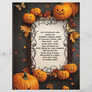 Jack O'Lanterns and Butterflies Halloween Party Custom Letterhead