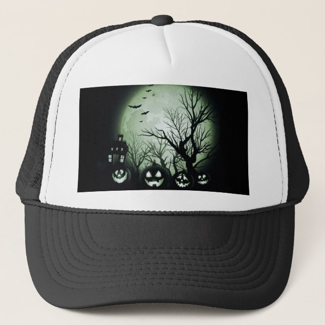 Jack O'Lanterns At Night Trucker Hat (Front)