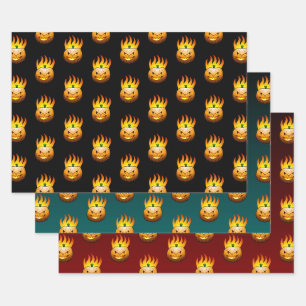 Jack O'lantern's Fiery Halloween Night Wrapping Paper Sheet