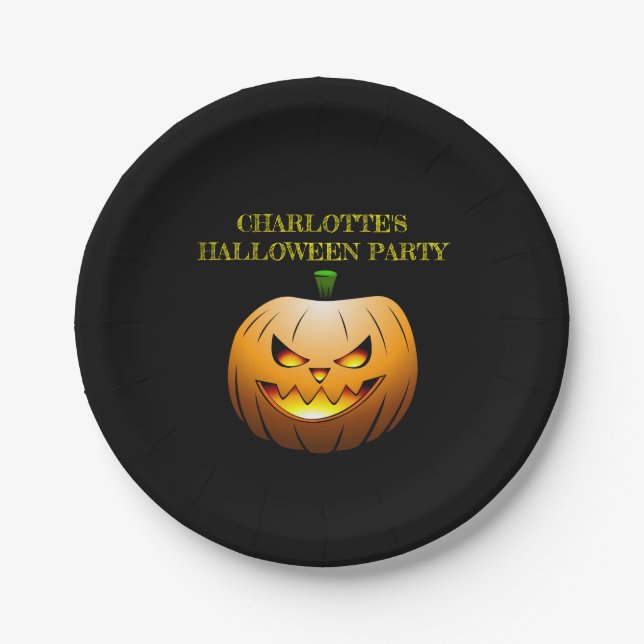 Jack  O'lanterns Halloween Night Paper Plate (Front)