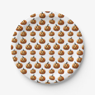 Jack O'Lanterns on White Paper Plate