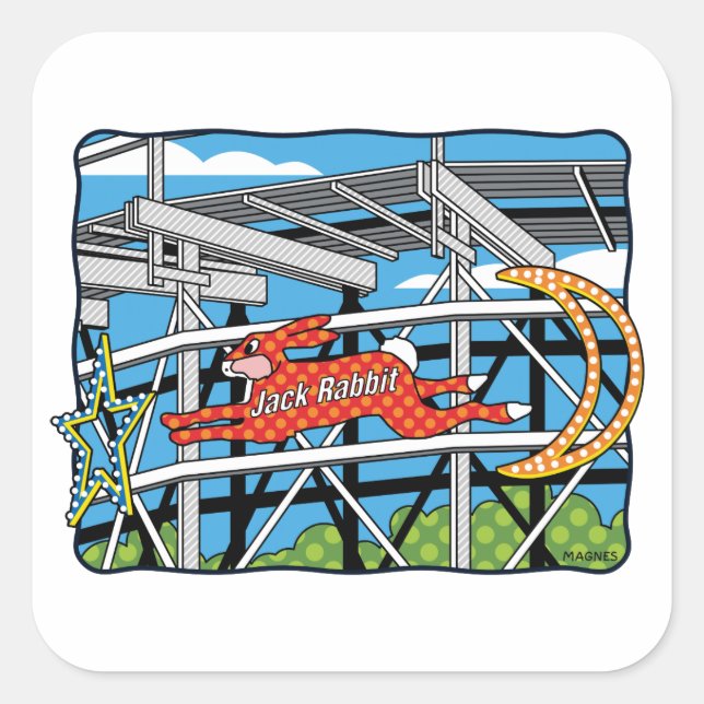 Jack Rabbit Roller Coaster Square Sticker (Front)