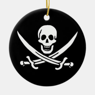 Jack Rackham Pirate Flag Ceramic Tree Decoration
