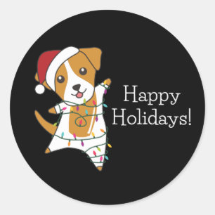 Jack Russel Christmas Dog Winter Animals Dogs Classic Round Sticker