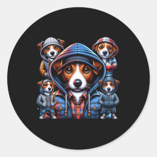 Jack Russel Gangster Dogs  Classic Round Sticker
