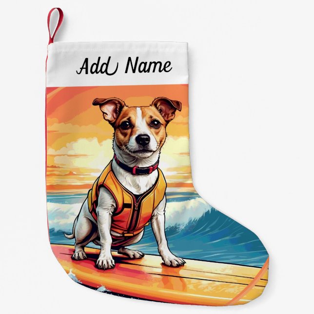 Jack Russel Terrier Dog Small Christmas Stocking (Front)