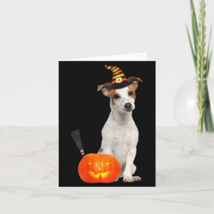 Jack Russel Witch Hat Halloween Dog Costume Card
