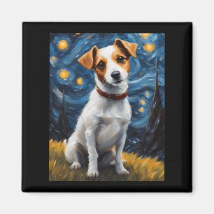 Jack Russel With Collar Painting Print  Magnet