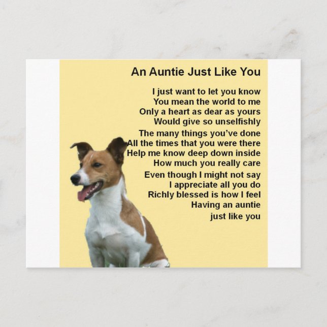 Jack Russell - Auntie Poem Postcard (Front)