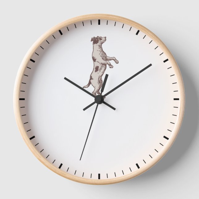 Jack Russell Balancing on Clock Hands Dog Clock (Front)