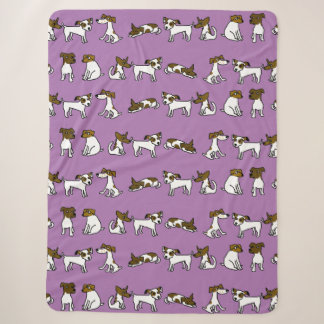 Jack Russell Cartoon Sherpa Blanket
