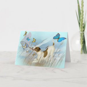 Jack Russell Chases Butterflies Card