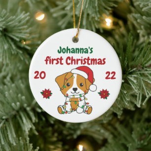 Jack Russell Christmas Babys first Christmas Ceramic Ornament