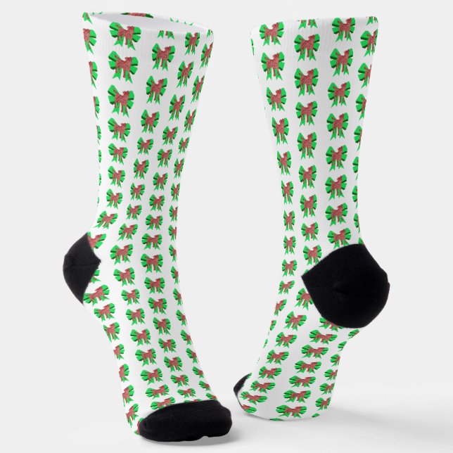 Jack Russell Christmas Dog Bow Silhouette White Socks (Angled)