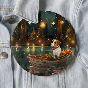 Jack Russell Christmas Festive Voyage 6 Cm Round Badge